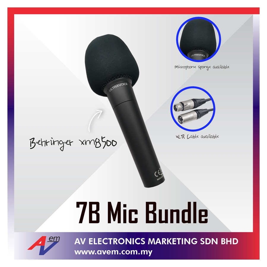 IVA - 7B Mic Bundle, Dynamic Cardioid Vocal Microphone XM8500 + XLR CABLE With Sponge Bundle